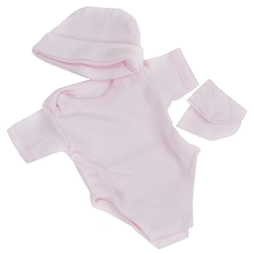 10inch-11inch Infant Baby Girl Doll Clothes Romper Jumpsuit Socks Hat Set  Suitable for 10''-11'' Reborn Baby Girl Doll Pink