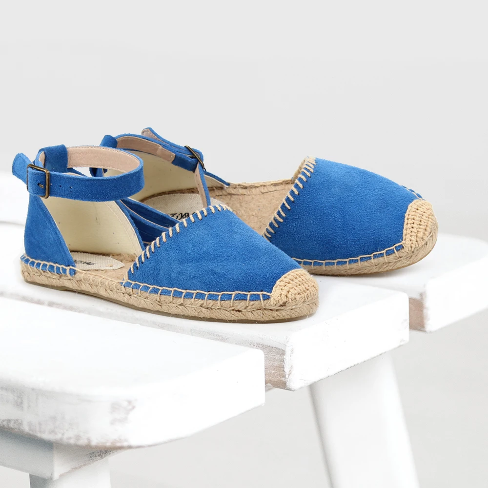 

2019 women summer ankle strap sandals, Genuine leather flat espadrilles sandal