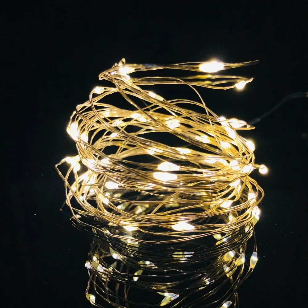 

ECLH 2M 5M 10M 100 Led Strings Copper Wire 3XAA Battery Operated Christmas Wedding Party Decoration LED String Fairy Lights