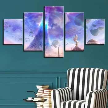 

Canvas Paintings Home Decor Framework HD Prints 5 Pieces Aion Angels Lights Floating Rocks Pictures Game Poster Modular Wall Art