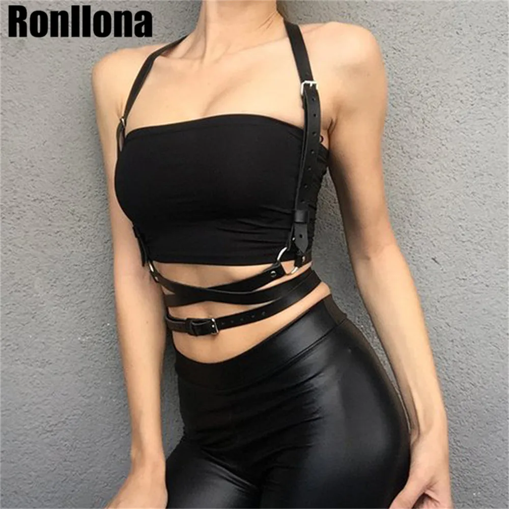 

Women Leather Harness Belt Body Bondage Adjustable Cage Bra Lingerie Harajuku Punk Goth Pole Dance Festival Rave Party Wear Tops