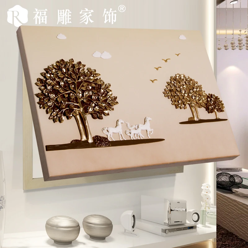  Fu carved decorative painting three-dimensional meter box distribution box clamshell living room be - 32616029246