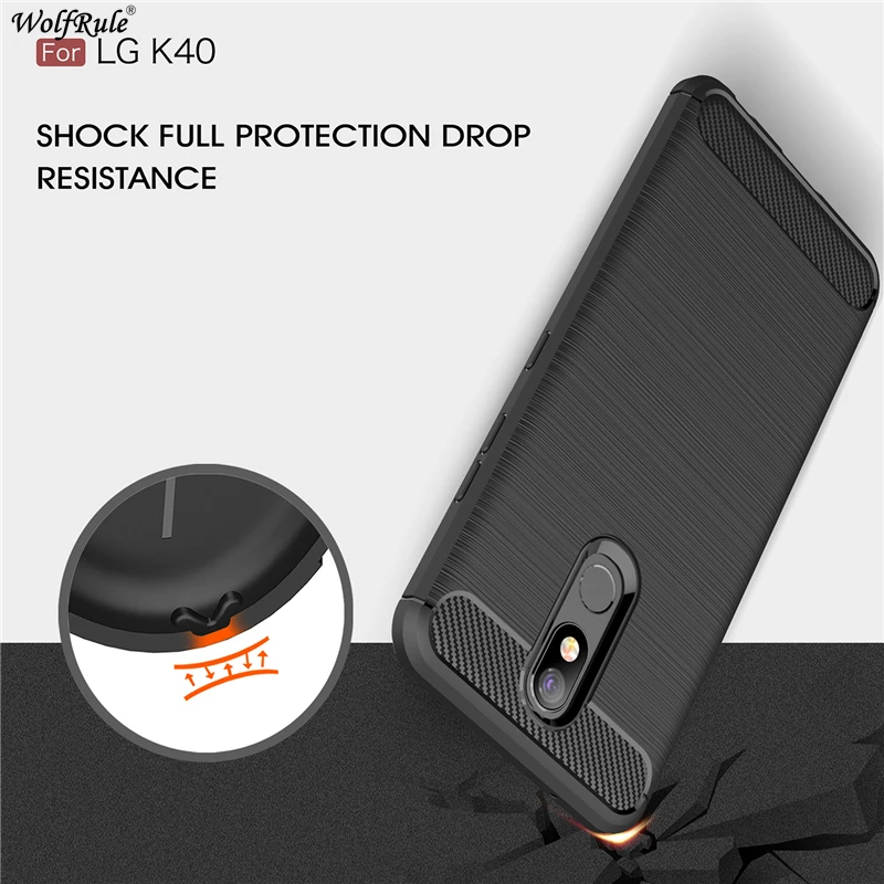 

Wolfrule For Cover LG K10 Case Fashion Carbon Fiber Case For LG K40 Silicone Rubber Phone Cover For LG K12 Plus Case 5.7 inch