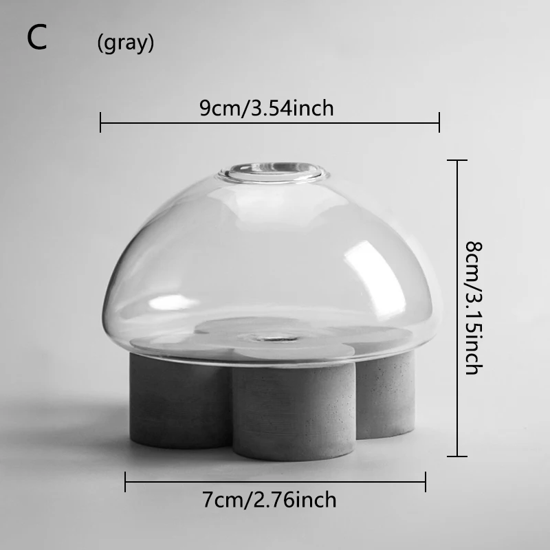 Прозрачная ваза Гидропонные вазы для растений в скандинавском стиле цветочный горшок гипсовая ваза стеклянные настольные растения домашний бонсай украшение стола - Цвет: C(Gray)