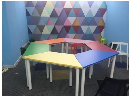 School Furniture Student Training Polygon Computer Desk Nursery School Furniture Student Training Polygon Computer Desk Nursery Trapezoid Tables Art Color Combination Desks And Chairs