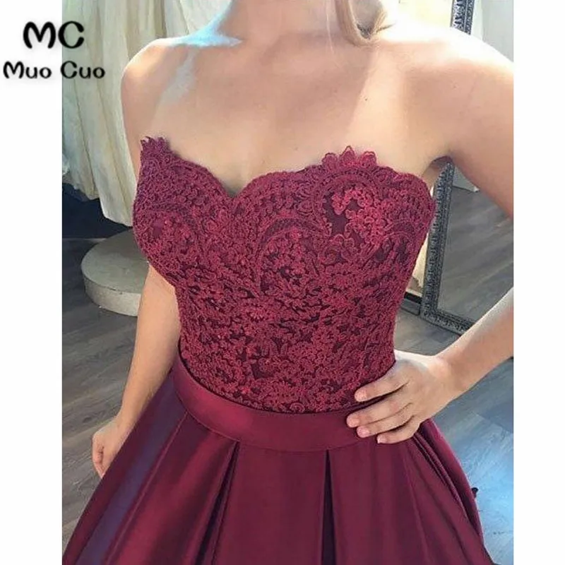 New Arrival A-Line Sweetheart Burgundy Long Prom43d