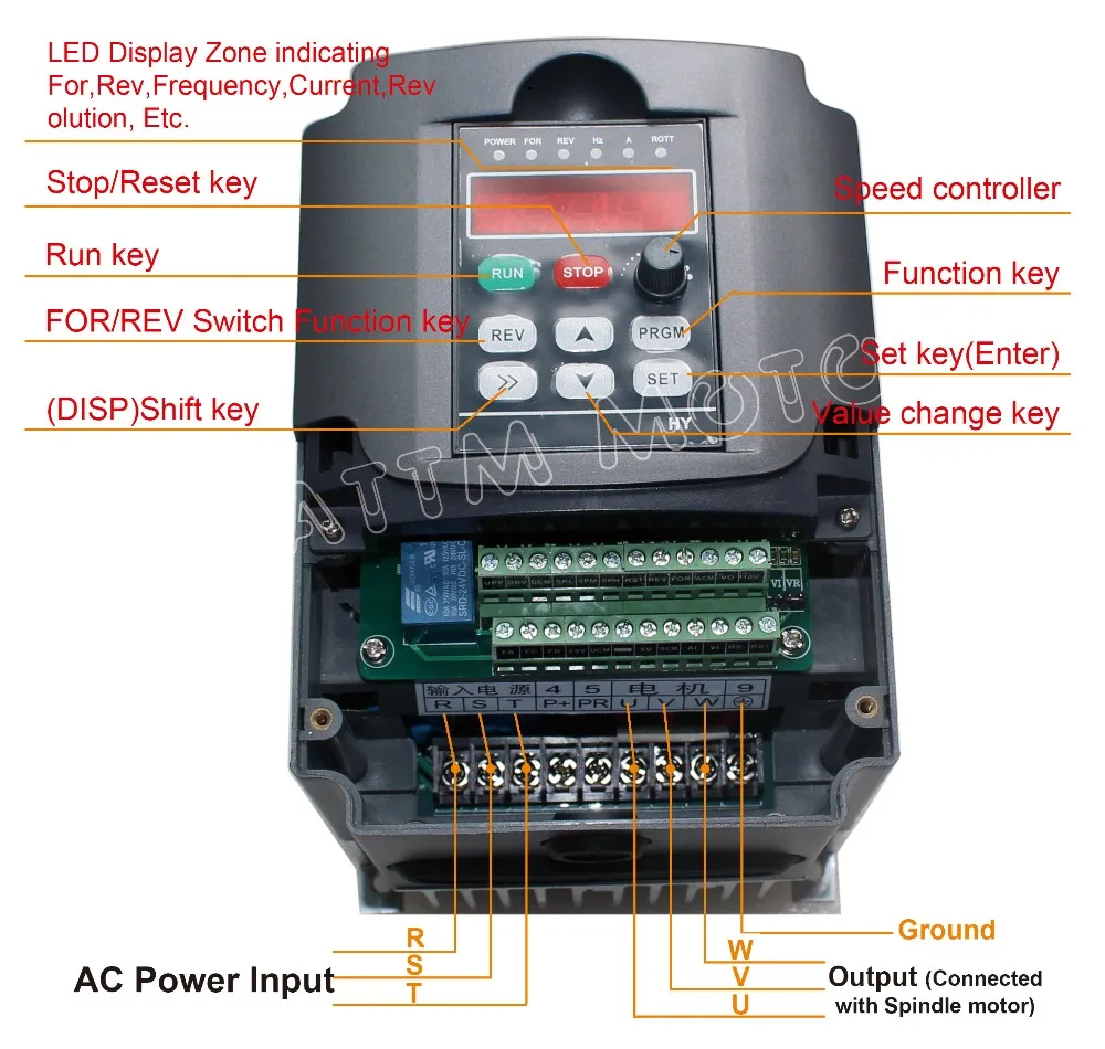 Мотор шпинделя с воздушным охлаждением 80x200 мм ER16& 1.5KW VFD 220V и 80 мм литой алюминиевый кронштейн для фрезерования ЧПУ