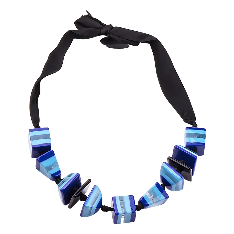 

GuanLong Cloth Ribbon 3D Geometric Pendant Necklaces For Women Winner Clothing Accessories