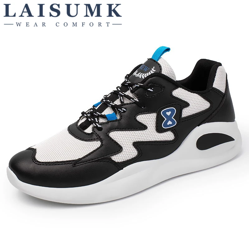 

2019 LAISUMK Newly Man Leather Shoes Lightness Anti-slip Shoes Waterproof Student Fashion Man Casual Sneakers