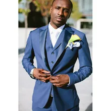 Latest Coat Pant Designs Blue Wedding Suit For Men Slim Fit 3 Pieces groom Tuxedo mens suits Blazer Masculino Jacket+Pant+Vest