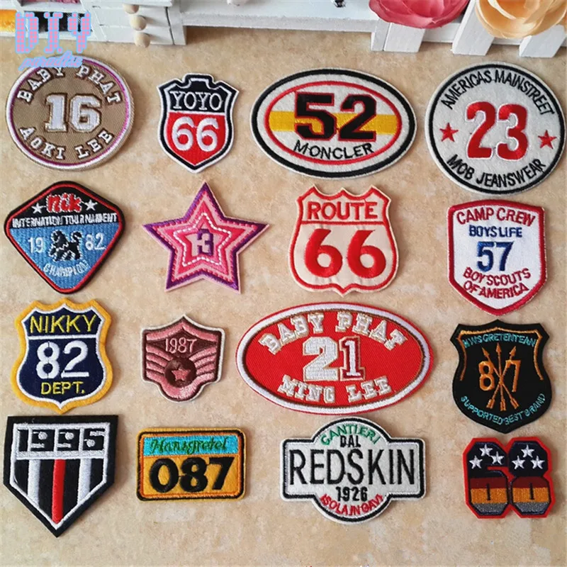 48pcs Cartoon Number Embroidered Sew Iron On Patches DIY Alphabet Letter Cloth Applique Badge