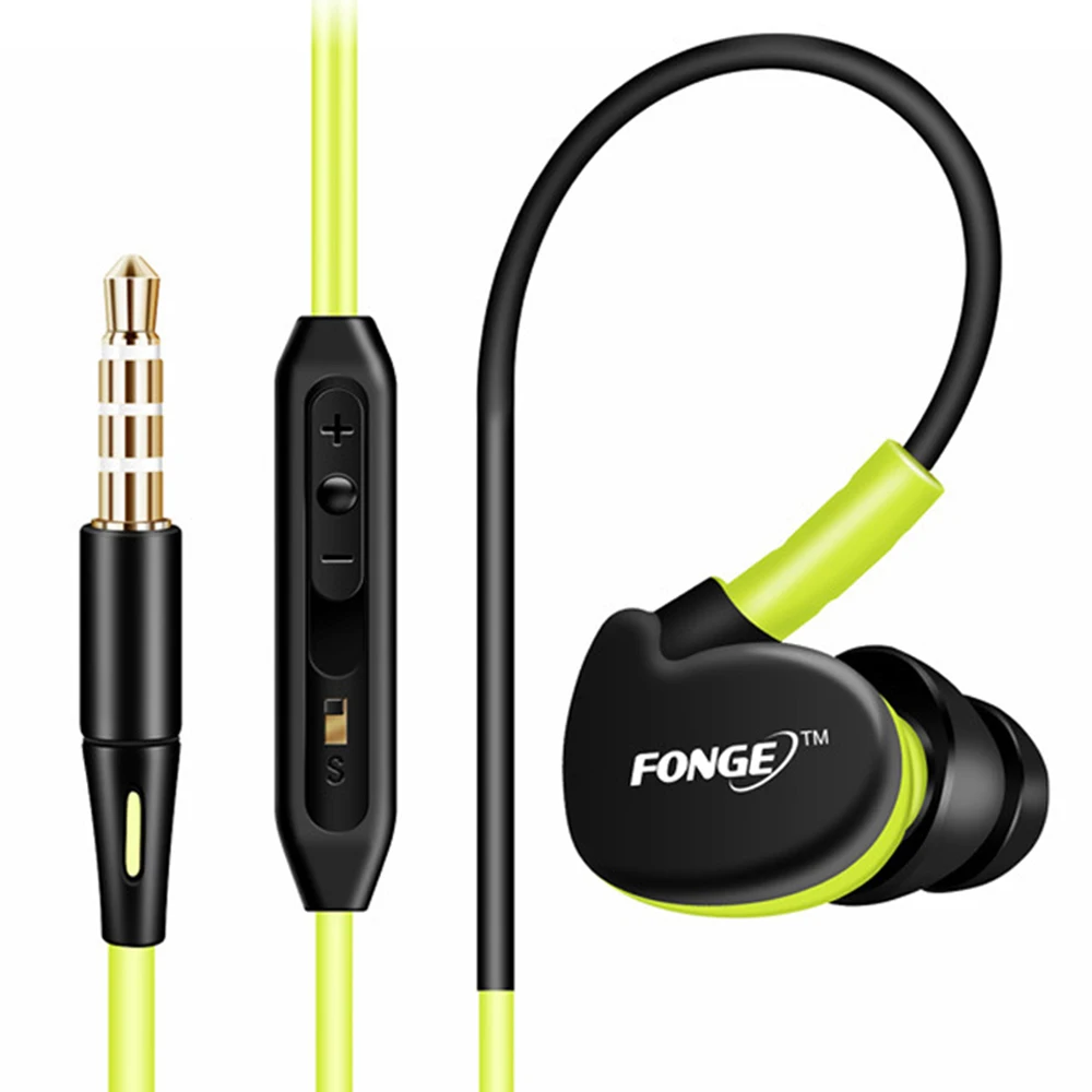 Проводная Спортивная гарнитура FONGE S500 басовые наушники с микрофоном вкладыши