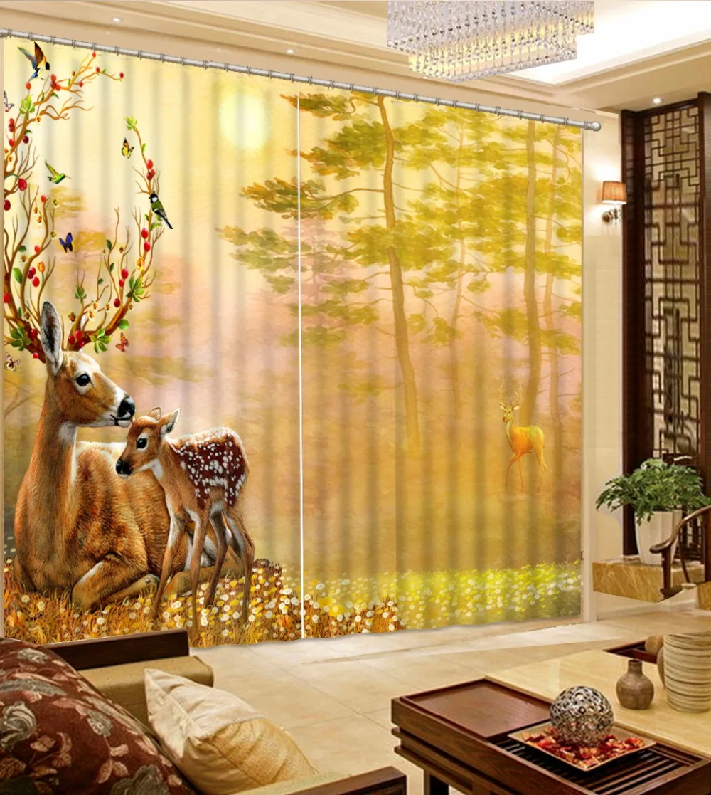 

Custom animal Curtains For Children Hooks Cotton Curtain For Living room Modern Fashion Drapes Curtain