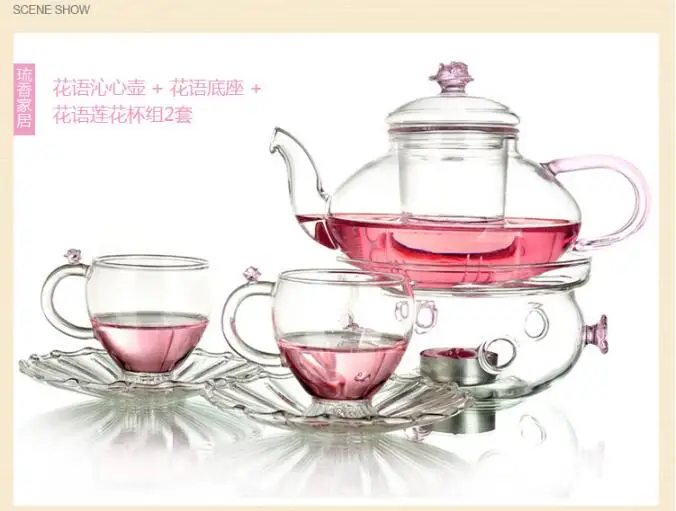 Чайный набор из термостойкого стекла, цветочный чайник с фильтром, чайный горшок, черные чайные цветы, чайный набор кунг-фу, полный набор послеобеденного чая