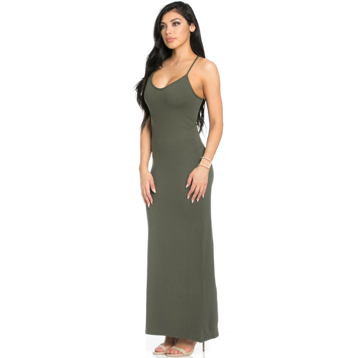 Micro Suede Olive Maxi Dress (1)