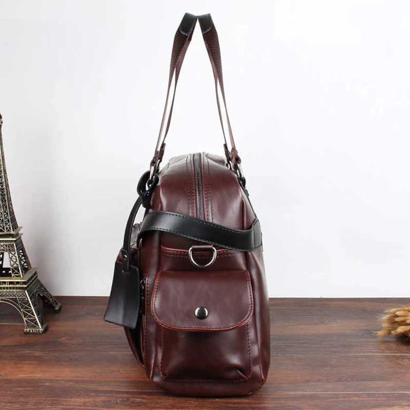 US $40.81 Designer Mens Briefcase Vintage Handbag Crazy Horse Leather Large Messenger Bags Business Coffee Laptop Crossbody Bag Xa186zc