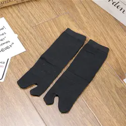 Новые японские мужские и женские Летние бамбуковые волокна два пальца носки черные кимоно сандалии, держащиеся на ногах за счет перепонки