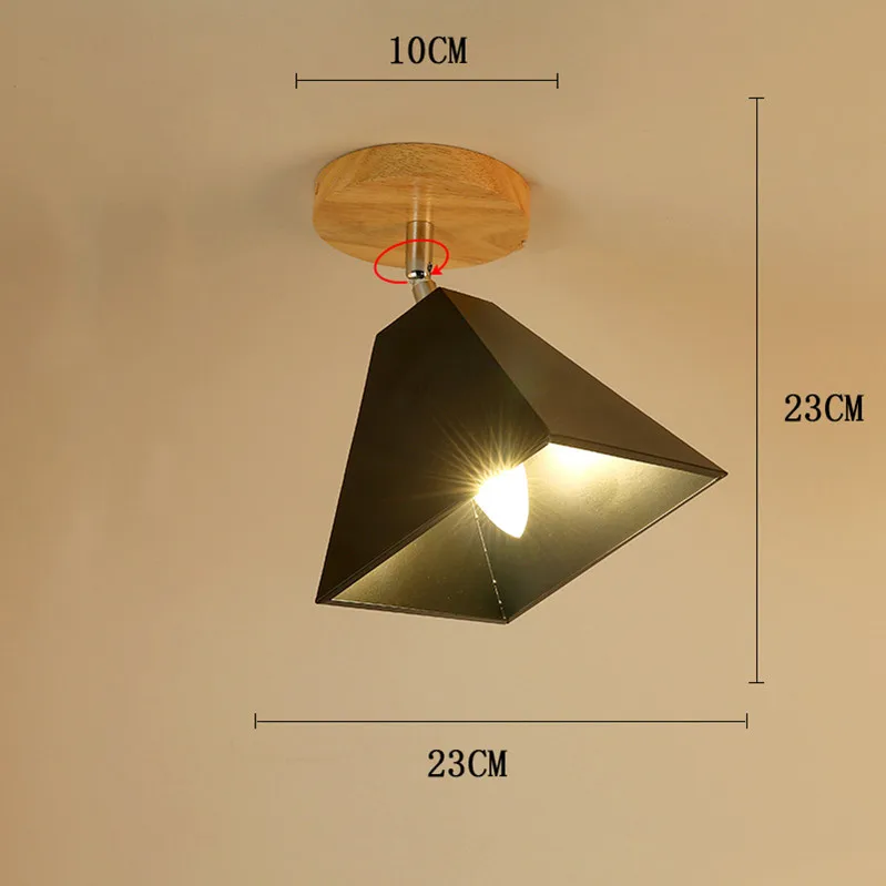 Современный светодиодный потолочный светильник в скандинавском стиле, подвесной светильник, деревянный потолочный светильник для гостиной, фойе, лофт, коридор, крыльцо, домашние фонари - Цвет корпуса: E-Black