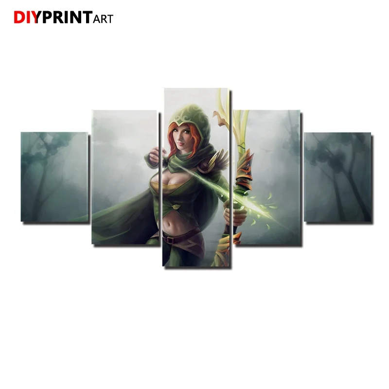 DOTA2 Archer Girl Magic Forest 5 шт. Современная Настенная живопись для гостиной A1437|Рисование и