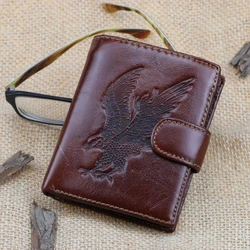 

Genuine Leather wallets men's wallets eagle pattern Wallet short Purse for male carteira masculina