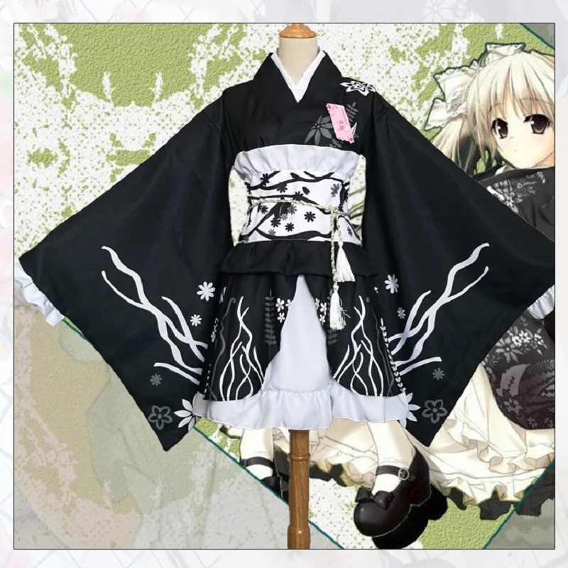 

Anime Yosuga no Sora Kasugano Sora Summer Festival Lolita Dress Kimono Maid Dress Meidofuku Uniform Outfit Cosplay Costume