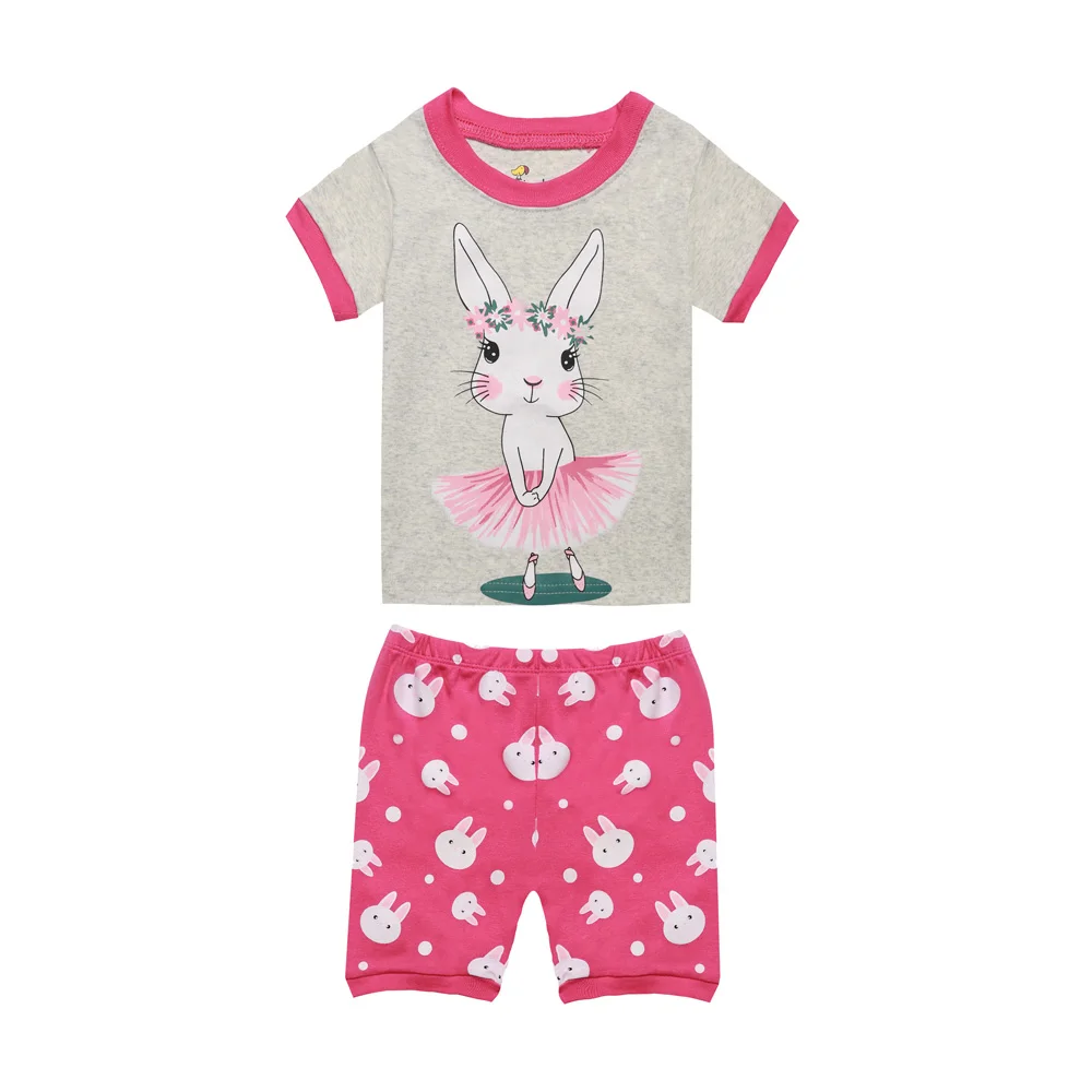 Новая летняя коллекция 100 года, Хлопковая пижама в виде единорога для девочек, модные пижамы с короткими рукавами для девочек, пижамы для детей, пижамы для девочек, От 1 до 8 лет - Цвет: CG15