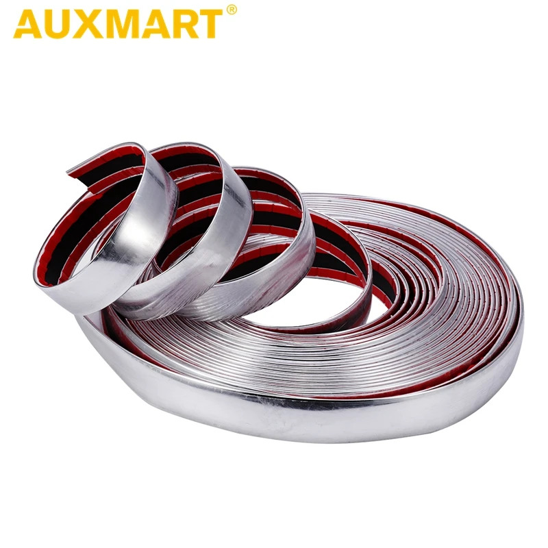 Auxmart Car Chrome Silver Moulding Strips Decoration Adhesive Bumper