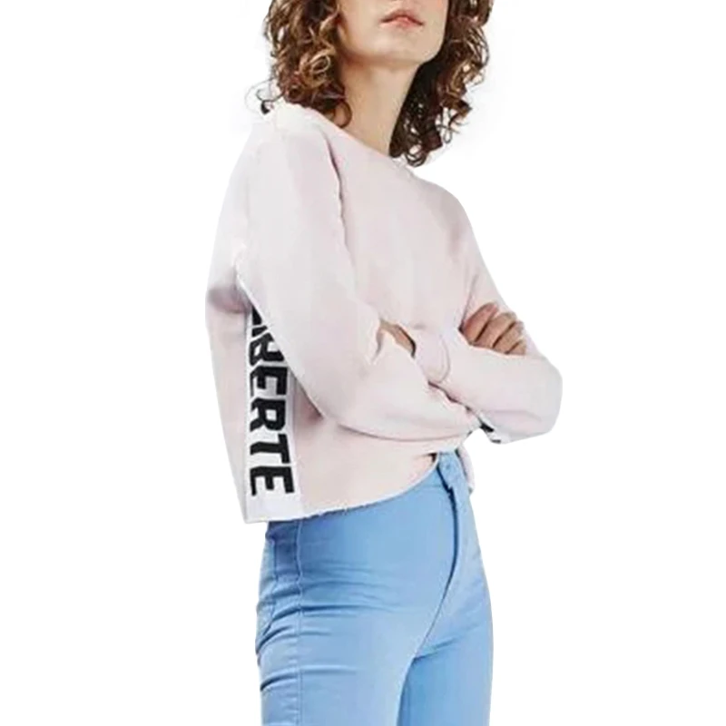 Футболки Женщин Розовый Топ С Длинным Рукавом Женщины 2017 Письмо Tee American Apparel Лето