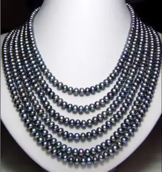 

Free shipping@@@@@ NEW Long 130" 8-9mm Black Natural Cultured Pearl Necklace a