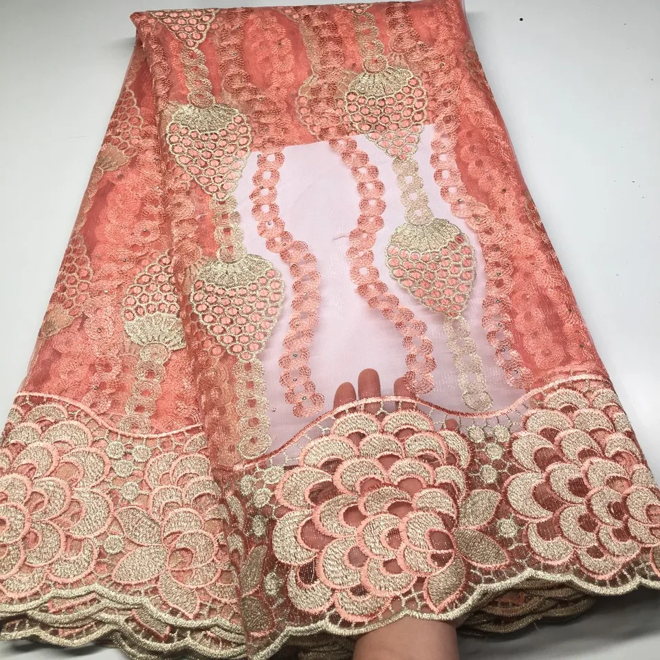 

French Net Lace Fabric 2019 Latest African Lace Fabric With Embroidery Mesh Tulle Lace Fabric High quality Nigerian Lace KHX01/2