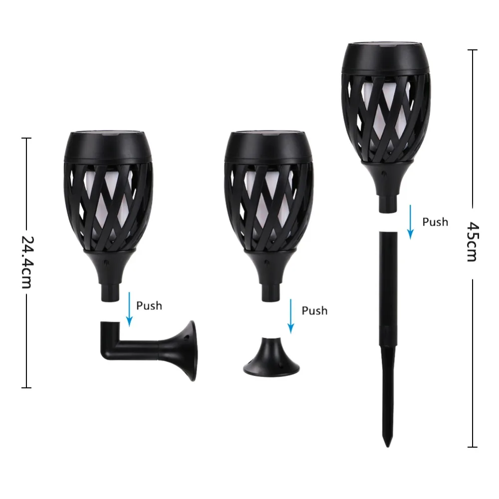 Leds à Prova Água da Tocha Solares para Jardim do Pátio ao ar Lâmpada de Luz da Chama Usb de Carregamento Chama Solar Luzes Livre Led Luz 96 d' 5 Cheap Lâmpadas solares