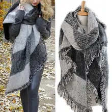 Blanket Plaid Pashmina Shawls Warm Thick Scarves Cape Wraps Women Winter Scarf za Foulard Femme Neck Cover Niqab Scarf Tartan
