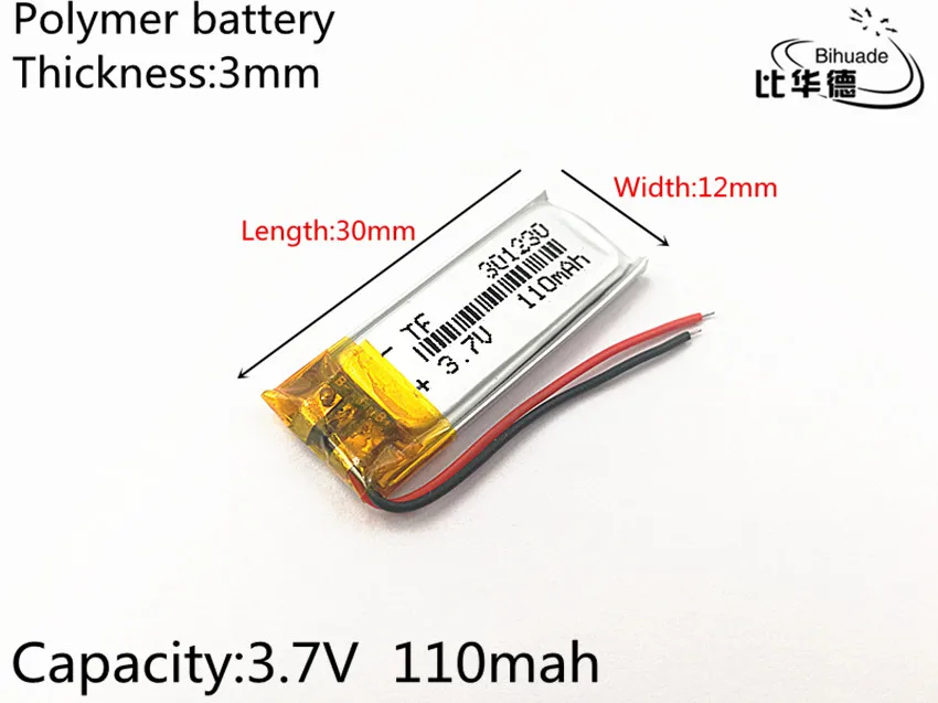 Литиевая батарея 3,7 в 110 мАч 301230 литий-полимерный Li-Po Li ion Перезаряжаемые Батарея клетки для Mp3 MP4