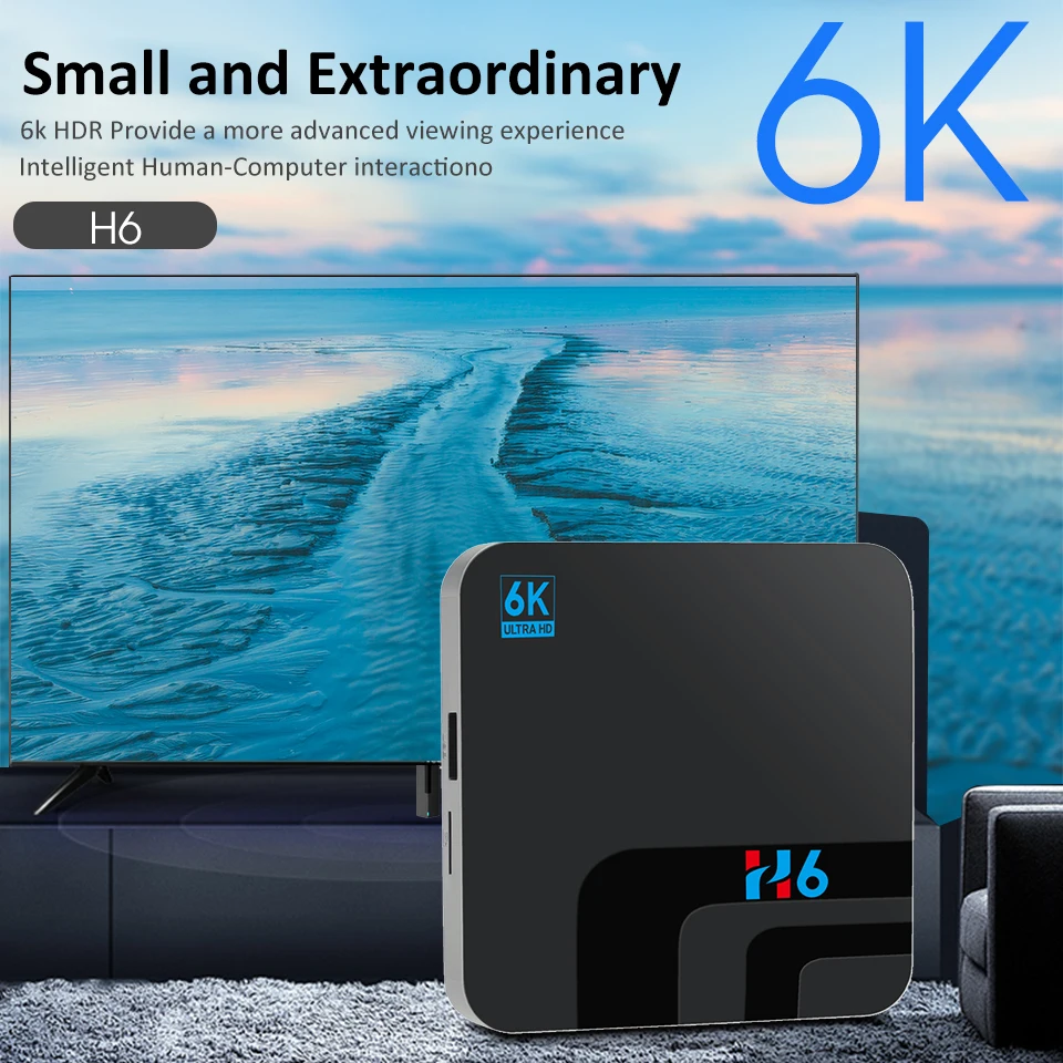 H6 Android 9,0 Smart tv Box 6K Ultra HD2.0 sim-карта USB3.0 2G16G/4G32G четырехъядерный медиа 2,4G wifi Bluetooth H.265 смарт-медиа