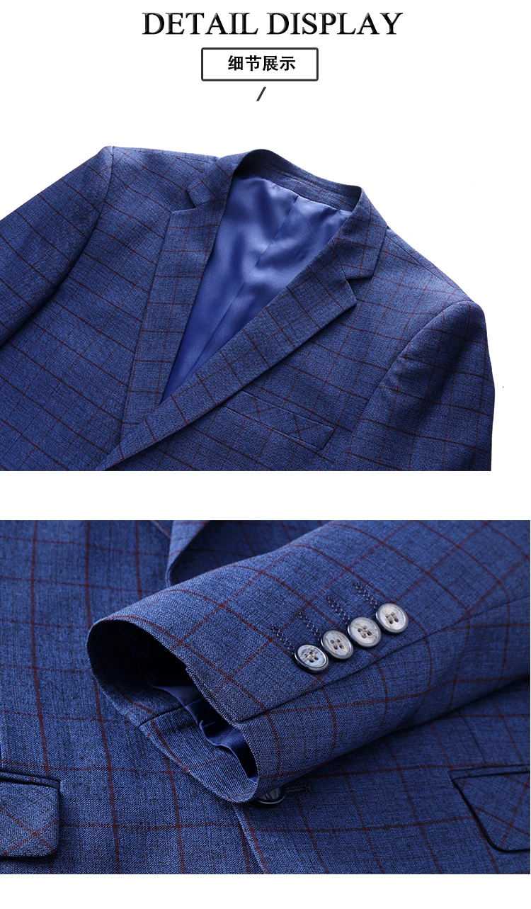 Синяя Клетчатая новая деловая модная повседневная куртка приталенная Осенняя Высококачественная брендовая куртка для мужчин MWC классические костюмы для отдыха MOOWNUC