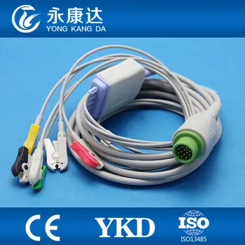 

3pcs/pack Biolight(BLT) 12pin one-piece 3-lead/5-lead patient monitor ECG cable with IEC clip for CE&ISO13485,free shipping