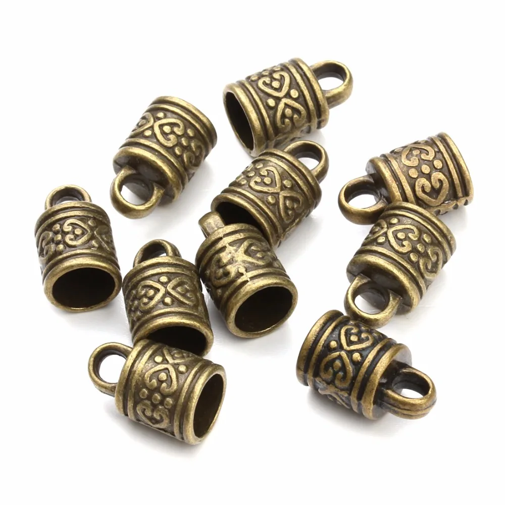 10pcs/lot Antique Silver Color End Caps 7.5mm Round Bracelet End Beads