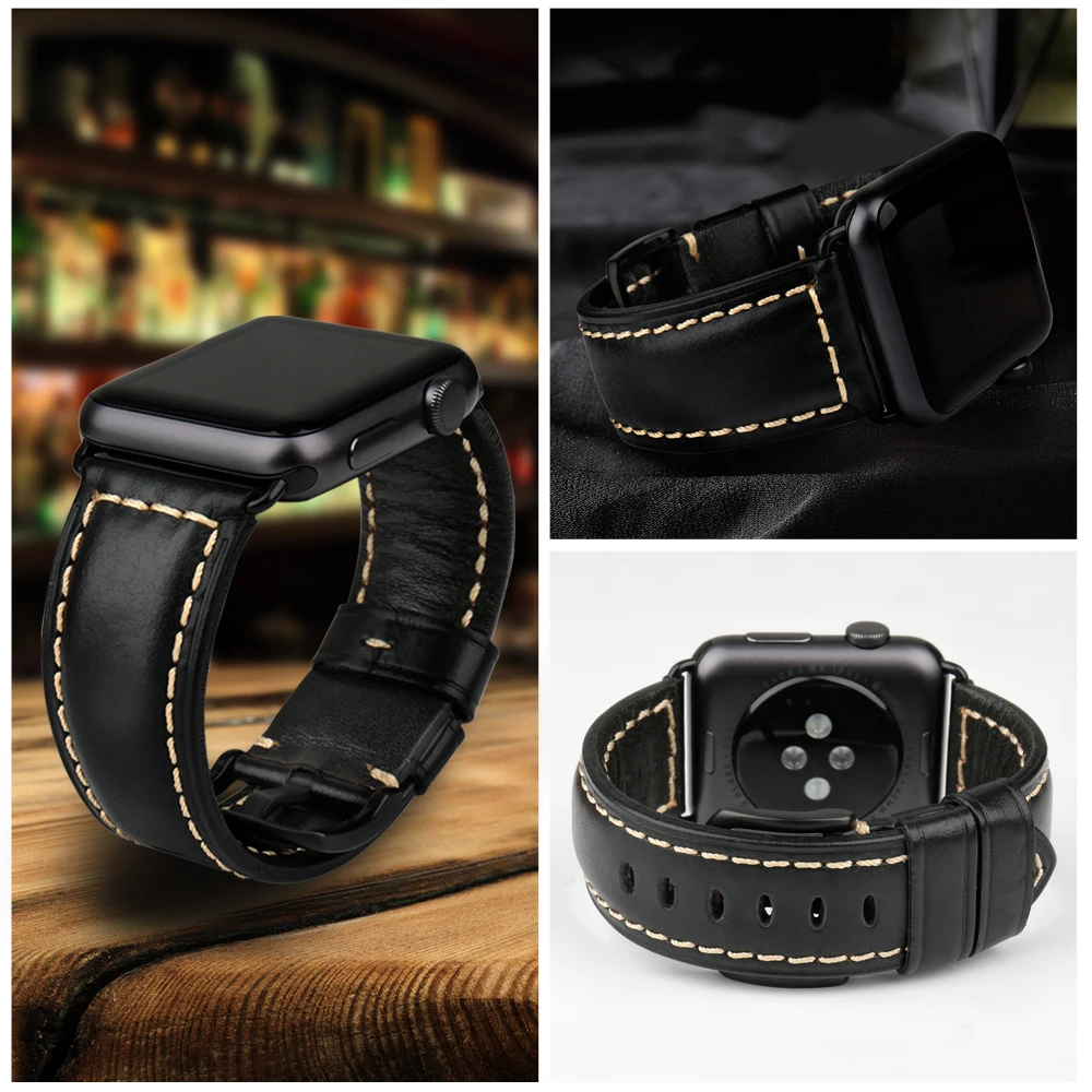 MAIKES 가죽 시계 밴드 Apple 시계 용 스트랩 45mm 41mm 42mm 44mm 40mm 시리즈 7 6 SE 5 4 3 iWatch 시계 밴드