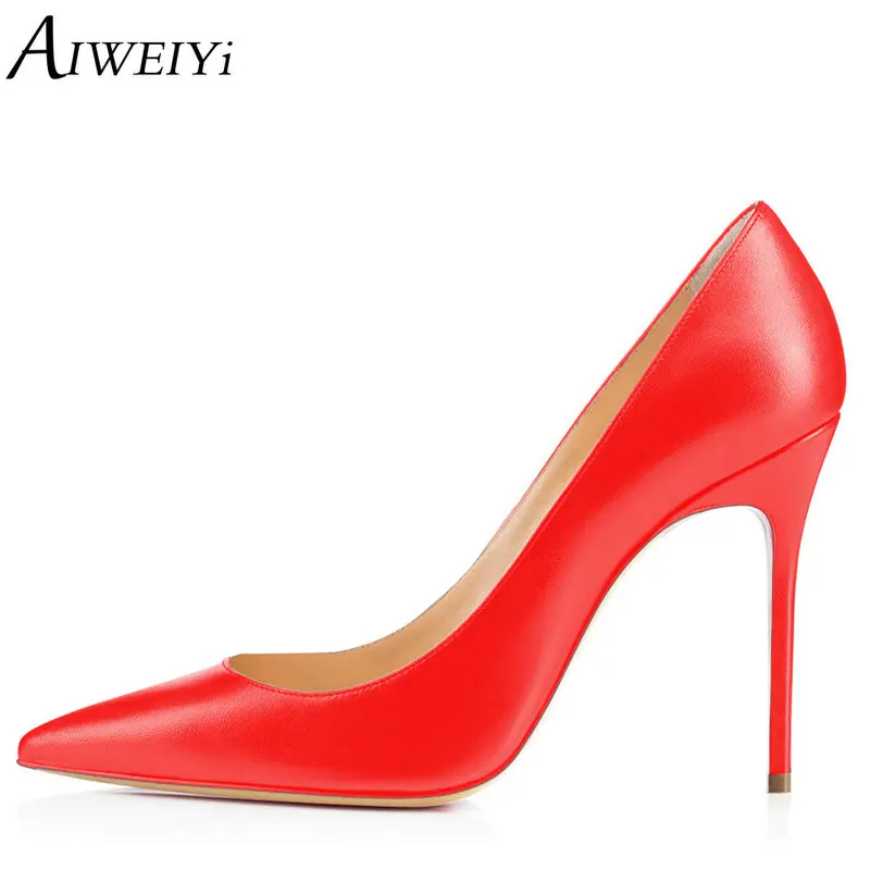 AIWEIYi Women Basic Pumps Platform Shoes Pointed toe Slip On High Heels Shoes Red Ladies Wedding Shoes 10CM Stiletto Shoes Woman fanyuan 10cm super high heels women shoes stylish stiletto woman pumps pointed toe ladies shoes evening party shoes black heels