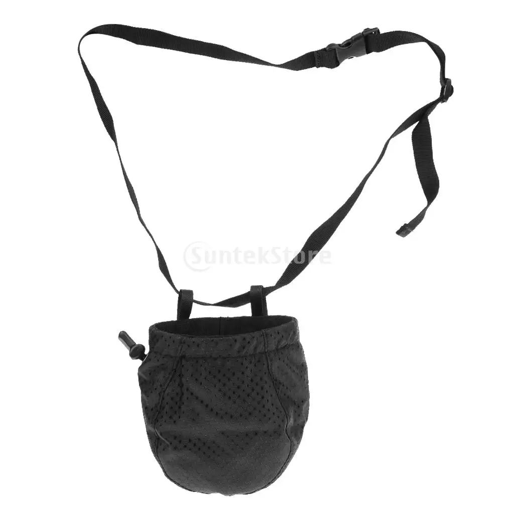 

Kids Compact Rock Climbing Bouldering Chalk Bag with Adjustable Waist Belt & Drawstring Closure - Black