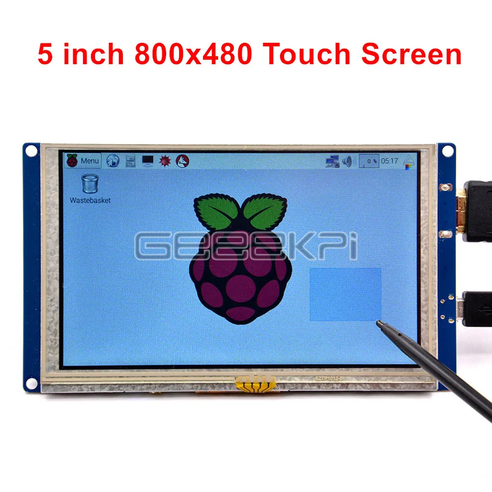 ЖК дисплей GeeekPi для Raspberry Pi 4B / 3B +/3/2 Model B PC Windows 5 дюймов сенсорный экран 800*480 с