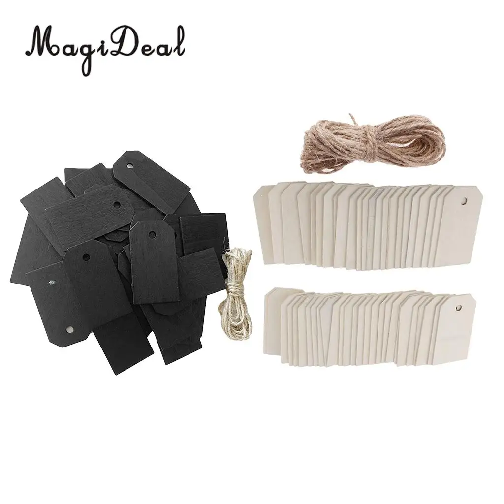 75 Piece Black/White Blank Wooden Gift Tags Hanging Label Plaque Wedding Party Christmas Chalkboard Message Board 56x31mm
