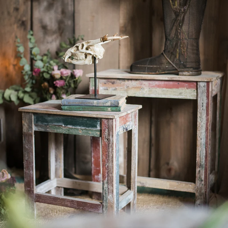 beautiful distressed shabby handmade wooden antique nesting side tables (10)
