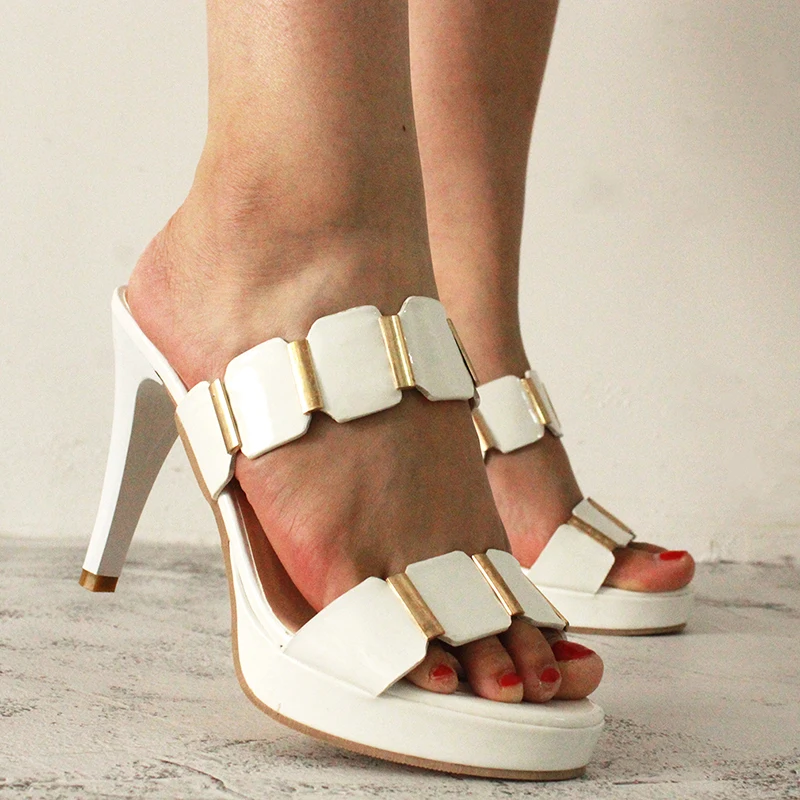 

Summer Ladies Slippers High Heels women's Shoes White Wedding Shoes Open Toe Shallow Shoes women's Shoes Sandals Zapatos Mujer