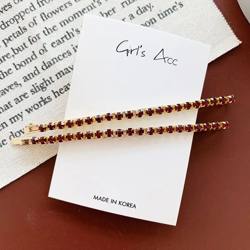 1 pair Women Metallic Curved Bobby Pins Hair Clips Colored Glitter Shimmer Rhinestone Hairgrips Faux Crystal Diamond Barrettes