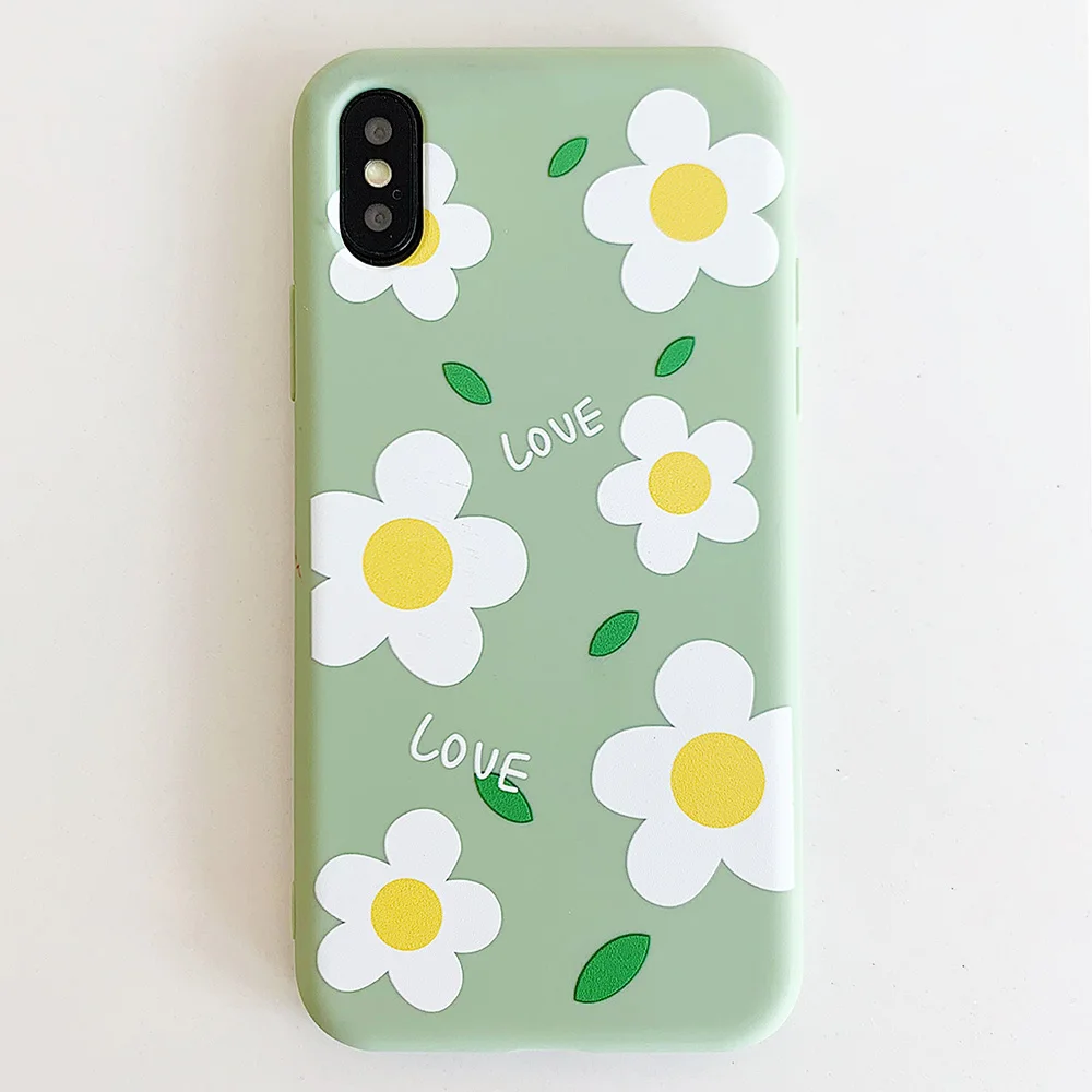 KIPX1113E_1_JONSNOW Matte Phone Case for iPhone 6S 6P 7 8 Plus Small Daisy Pattern Soft Silicone Cases for iPhone X XR XS Max Capa Fundas