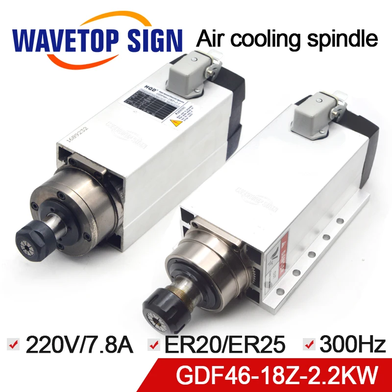 

Air Cooling Spindle GDF46-18Z-2.2 2.2kw 220V 7.8A 18000rpm 24000rpm 300HZ Chuck Nut ER20 ER25