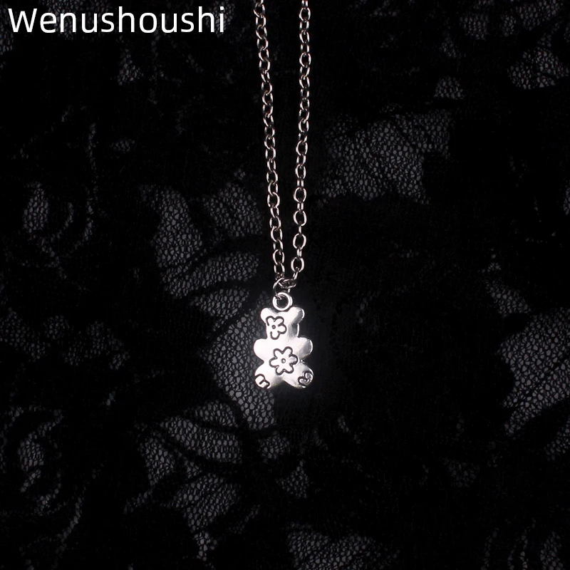 

WENUSHOUSHI one pcs 50 60 70cm O chains vintage flowers bear pendant necklaces for women men bijoux femme accesorios mujer gifts