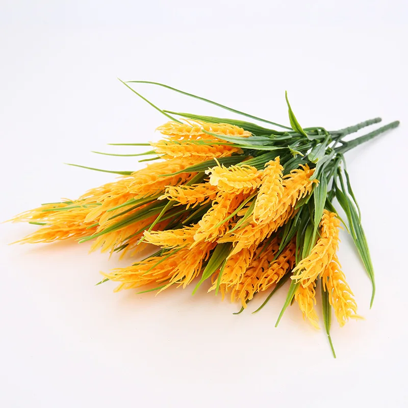 Flone Artificial Wheat Simulaiton Plant Paddy Plastic Fake Flowers Single Branch Small Bouquet Home Dining Table Decoration Art (4)