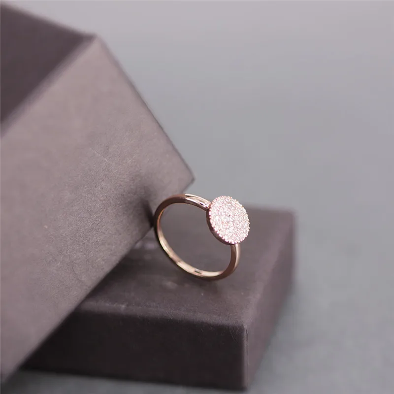 GS геометрический Круглый Монета обручальные кольца для женщин розовое золото цвет Полный Cz Циркон обручальные ювелирные изделия дропшиппинг Bague Femme R1